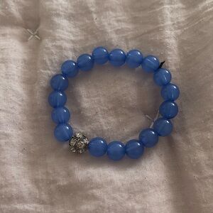 Blue Jade Gemstone Beaded Women’s Stretch Bracelet